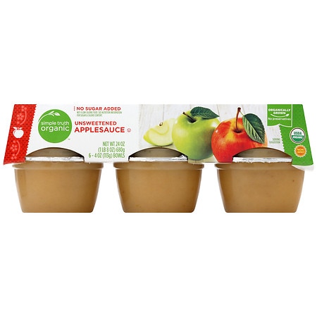 Kroger Simple Truth Organic Unsweetened Applesauce - 4.0 oz x 6 pack