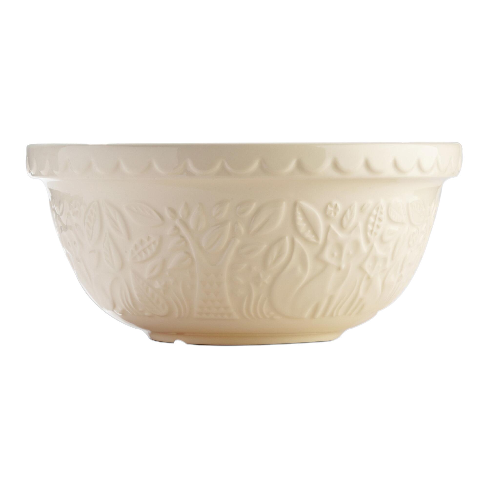 Large Mason Cash Cream Fox Ceramic Mixing Bowl: White by World Market