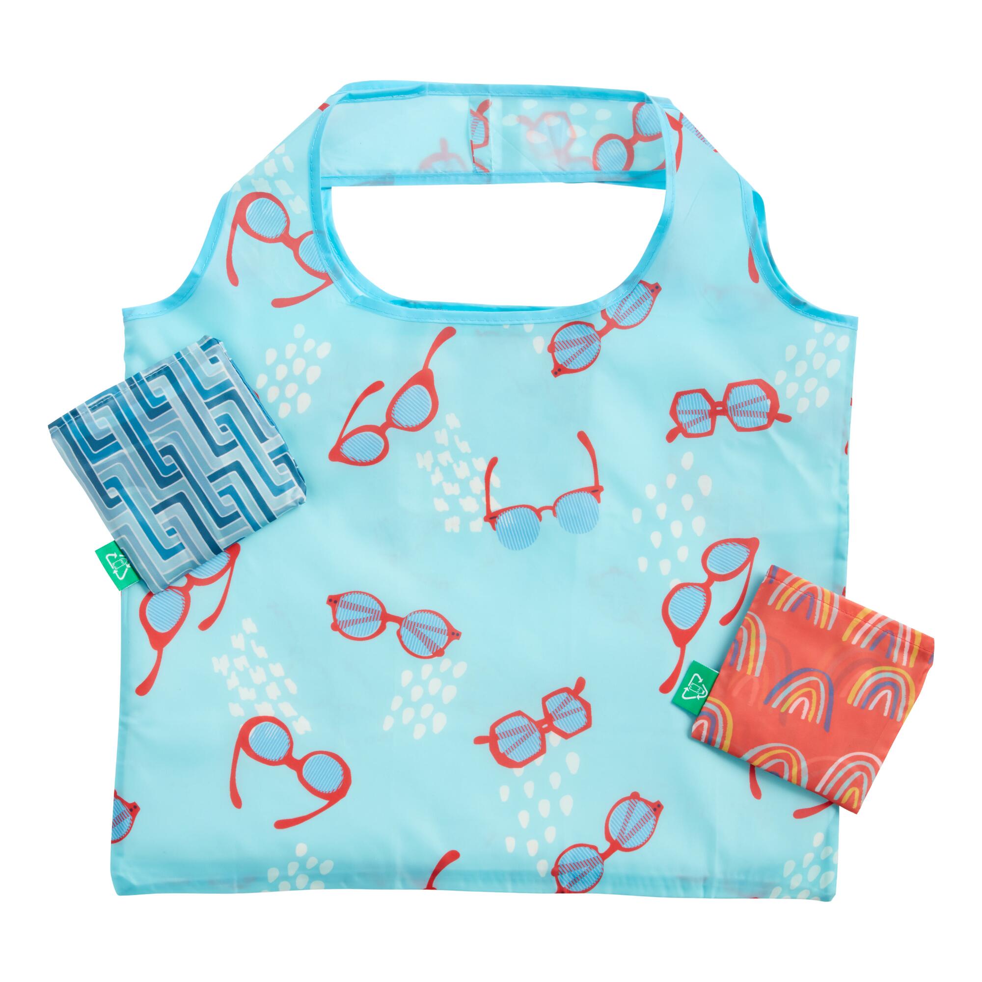 Sunny Days Foldable Tote Bags Set of 3: Multi - Polyester by World Market