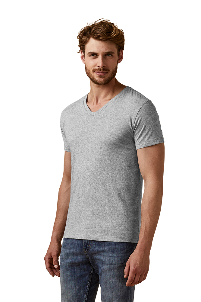 X.O V-Ausschnitt T-Shirt Herren, Grau-Melange, XXL