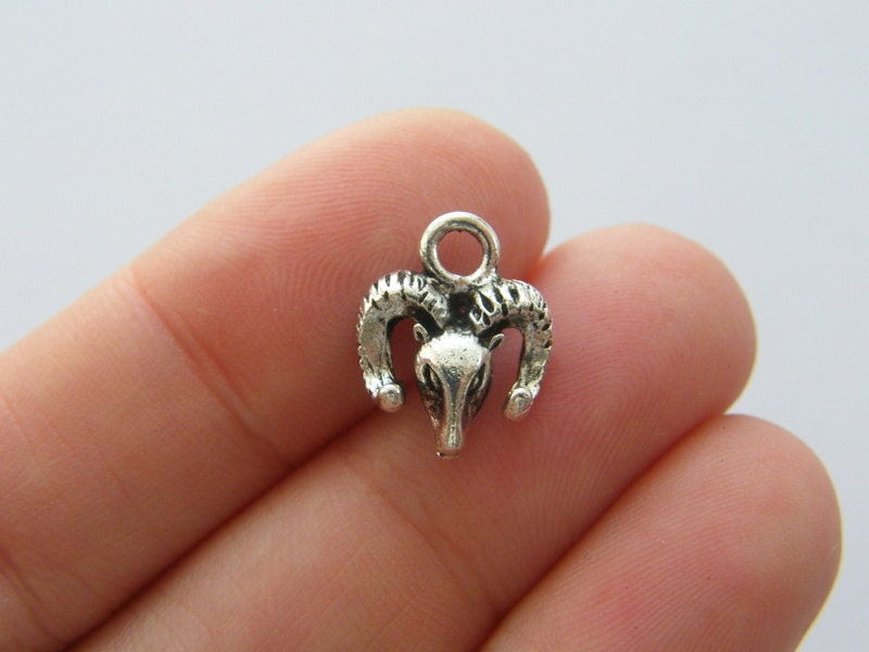 8 Ram Charms Antique Silver Tone A412