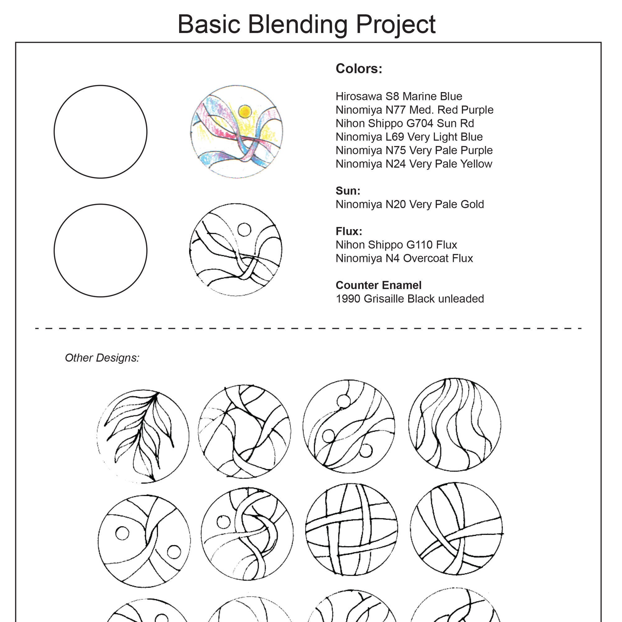Enamel Kit - Basic Blending Techniques Project Supply Kit- Enamels, Fine Silver Disc, Textured Foil, Cloisonne Wires Sandra Mcewen