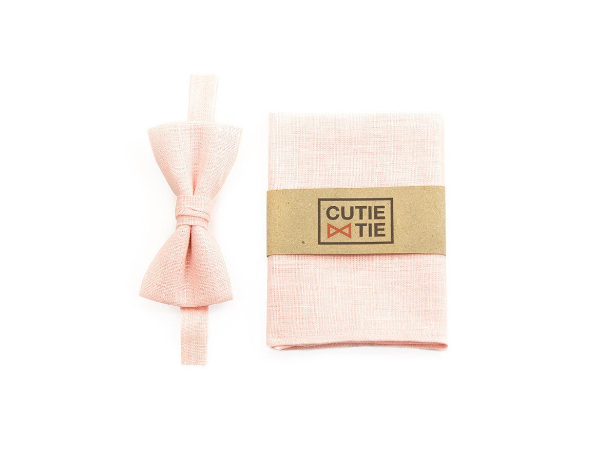 Petal Pink Bow Tie & Pocket Square Wedding Outfit