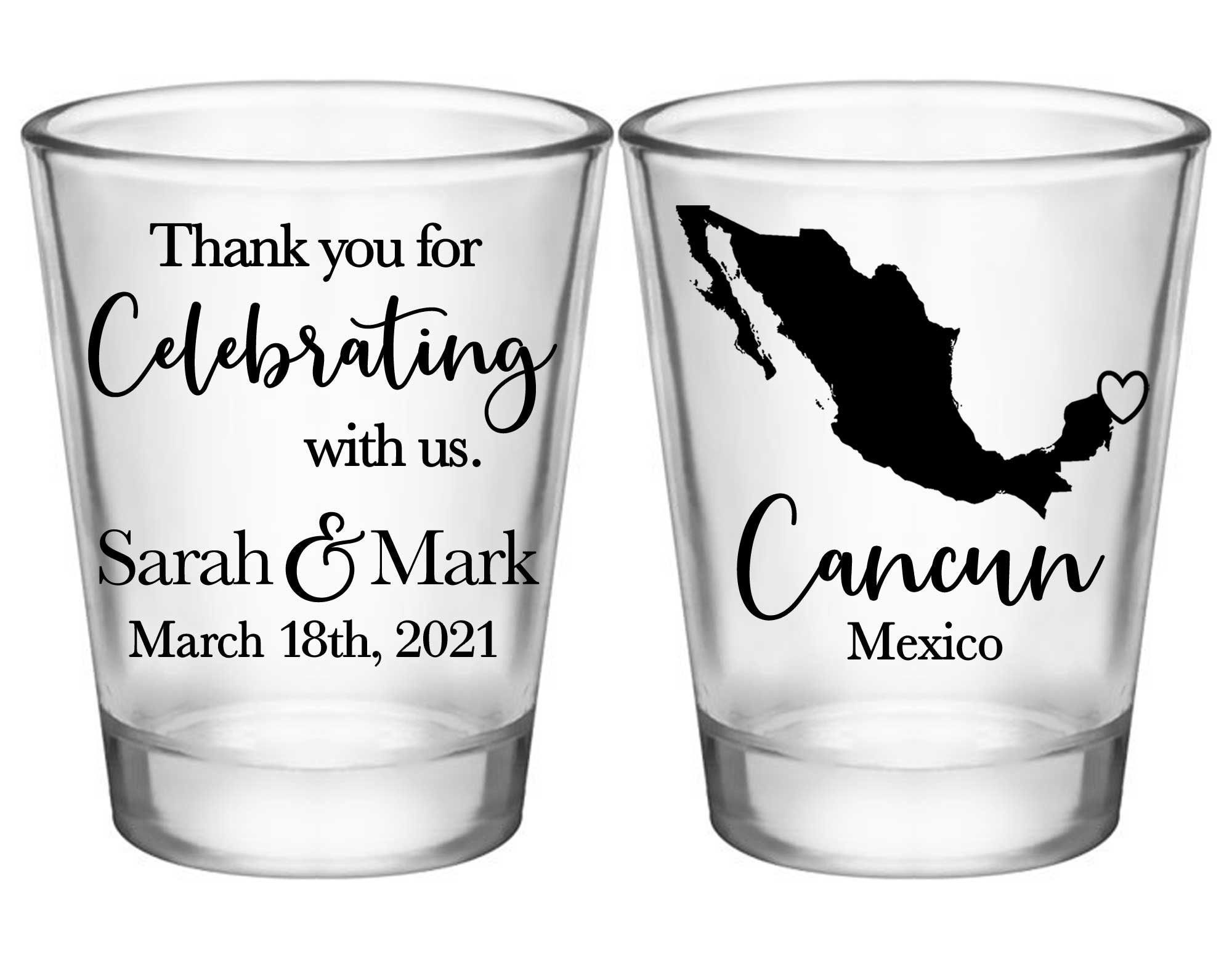 Wedding Shot Glasses Personalized Favors With Map Thank You Gift For Guests Clear Celebrating 1B2