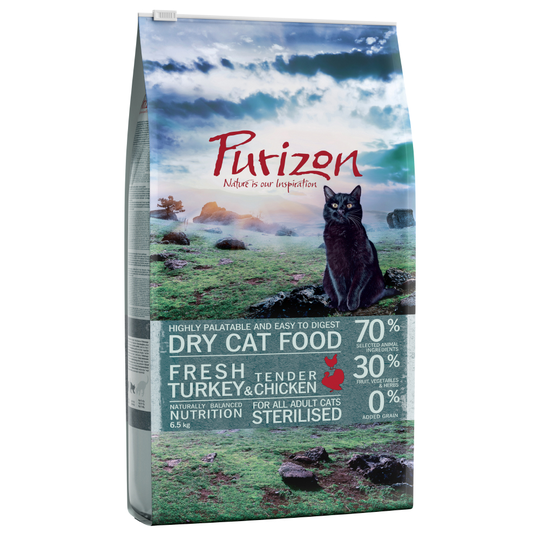 Buy Purizon Grain Free Dry Cat Food Economy Pack Adult Sterilised Turkey Chicken 2 x 6.5kg Online