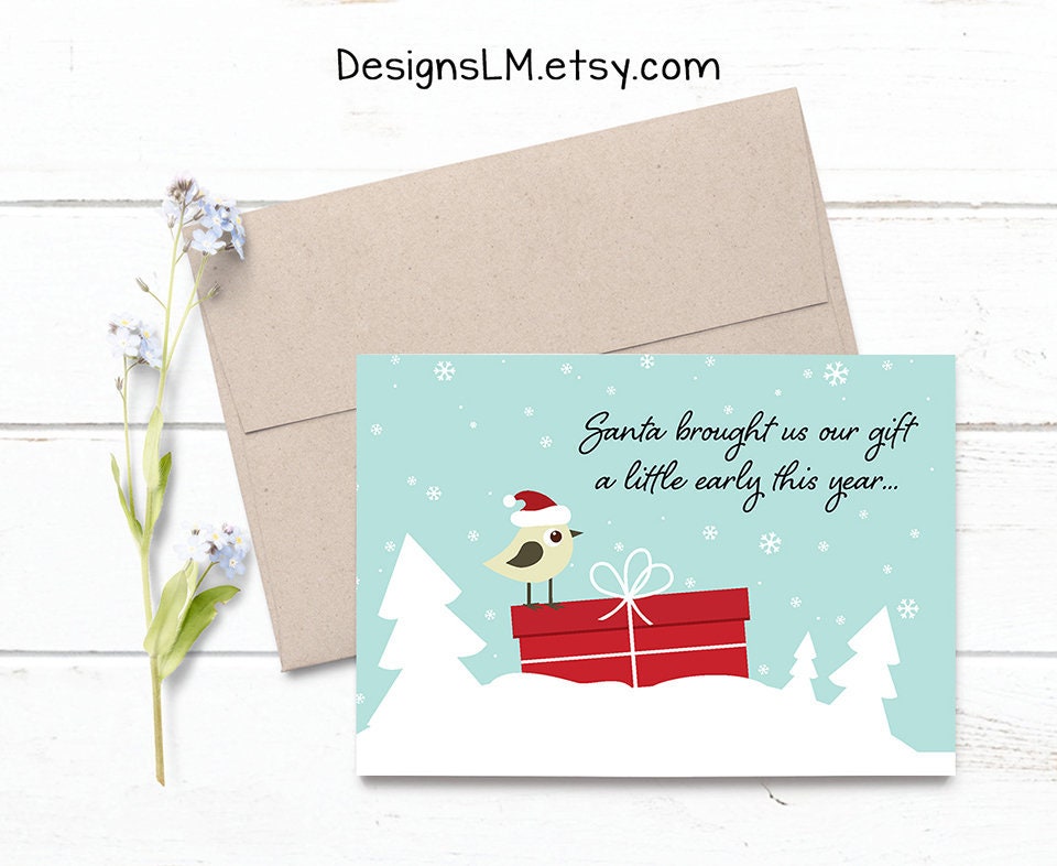 Printed Santa Brought Us Our Gift A Little Early This Year... - Pregnancy Or Gift Announcement 5x7 Greeting Card Expecting Notecard