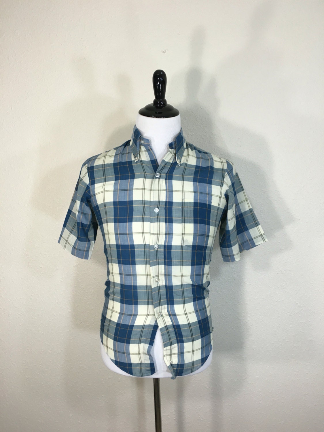 70's Vintage 65/35 Poly Cotton Blend Button Down Short Sleeve Shirt