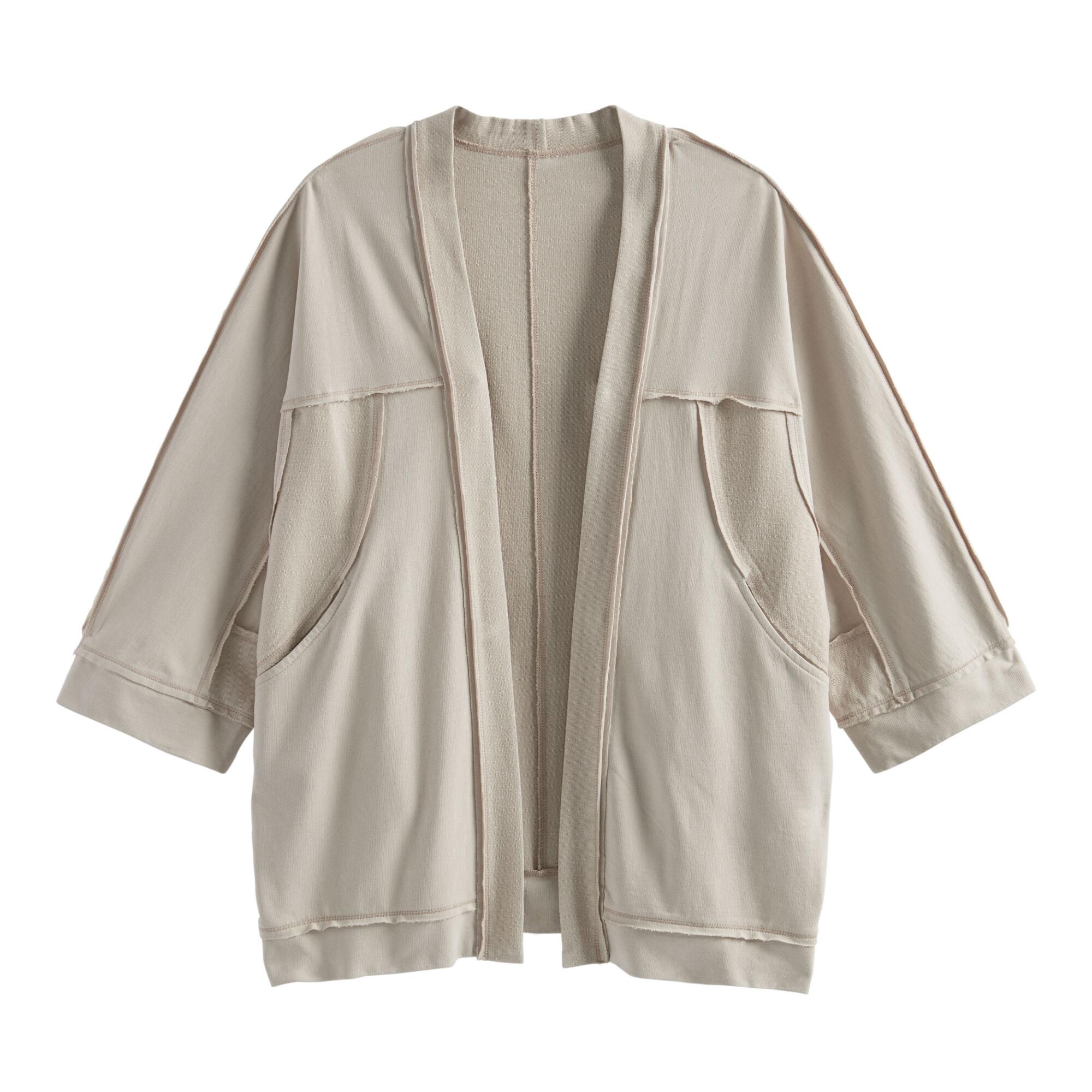 Stone Gray Fleece Lounge Jacket With Pockets by World Market