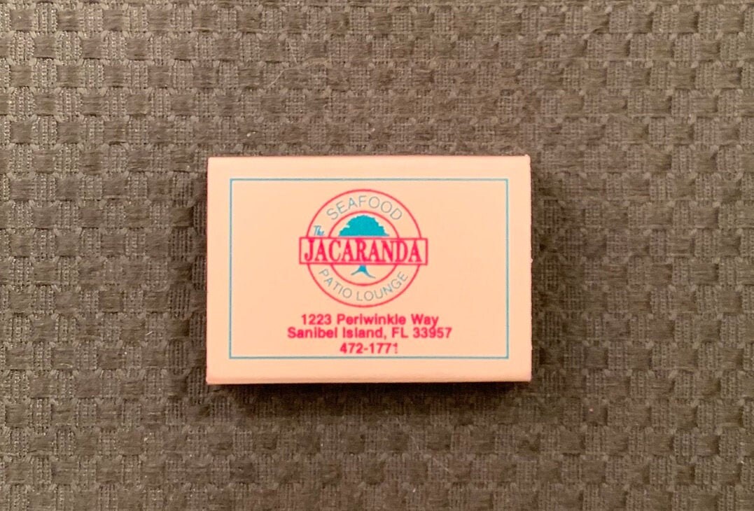 Vintage Matchbook, Jacaranda Seafood, Mc Ts Shrimp House, Restaurant, Sanibel Island, Florida, Matchbox, with Matches, Free Ship in Usa