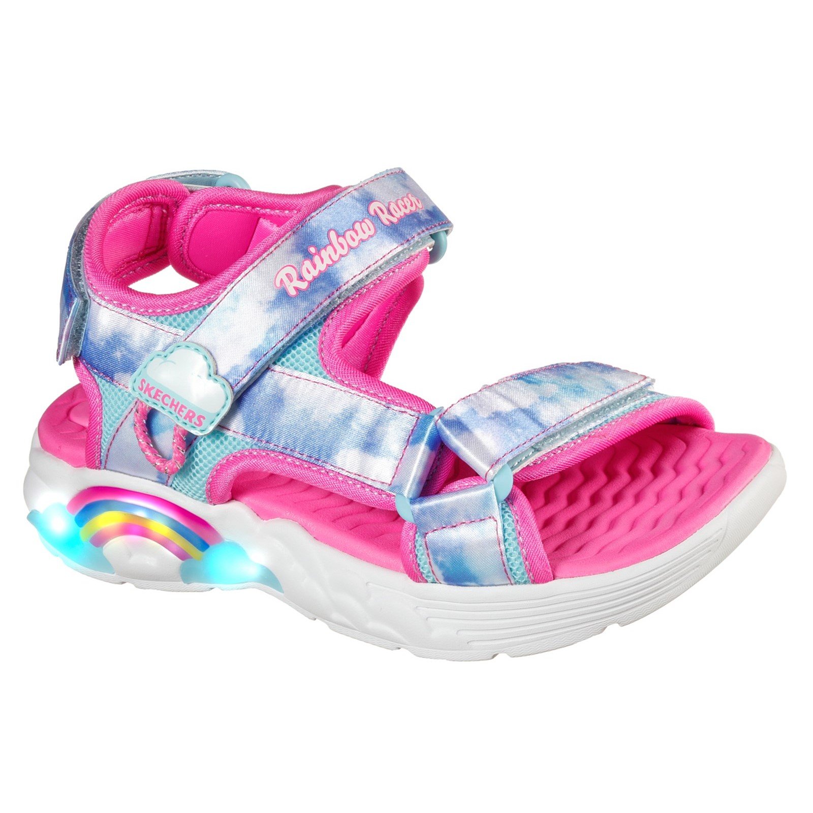 Skechers Unisex Rainbow Racer Summer Sky Beach Sandals Multicolor 32096 - Pink/Blue Textile 1.5