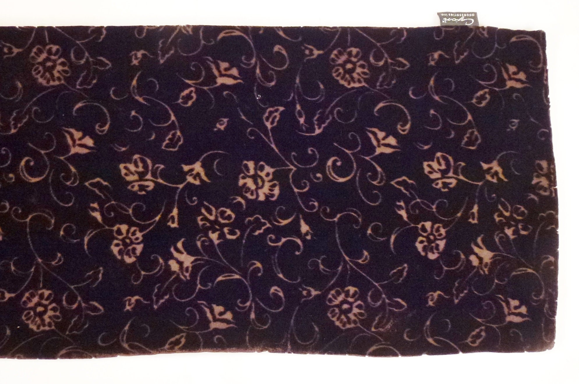 stunning Silk Burnout Scarf, Silk Blend, Velvet Dark Brown Color, Double Sided, Field Of Flowers , 60 X 10 1/2 Inches, Backround