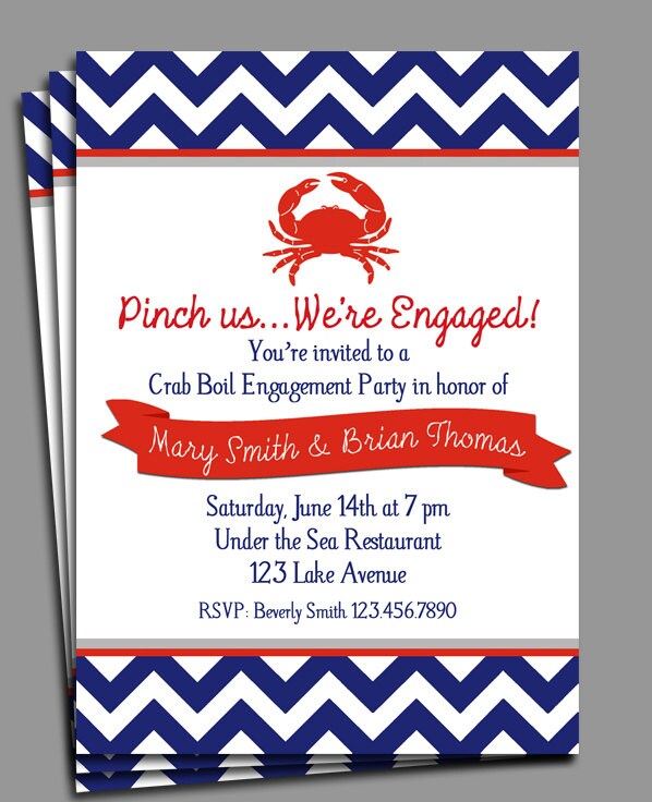 Crab Invitation Printable Or Printed With Free Shipping - Birthday, Baby Shower, Rehearsal Dinner Etc Pinch Us Collection