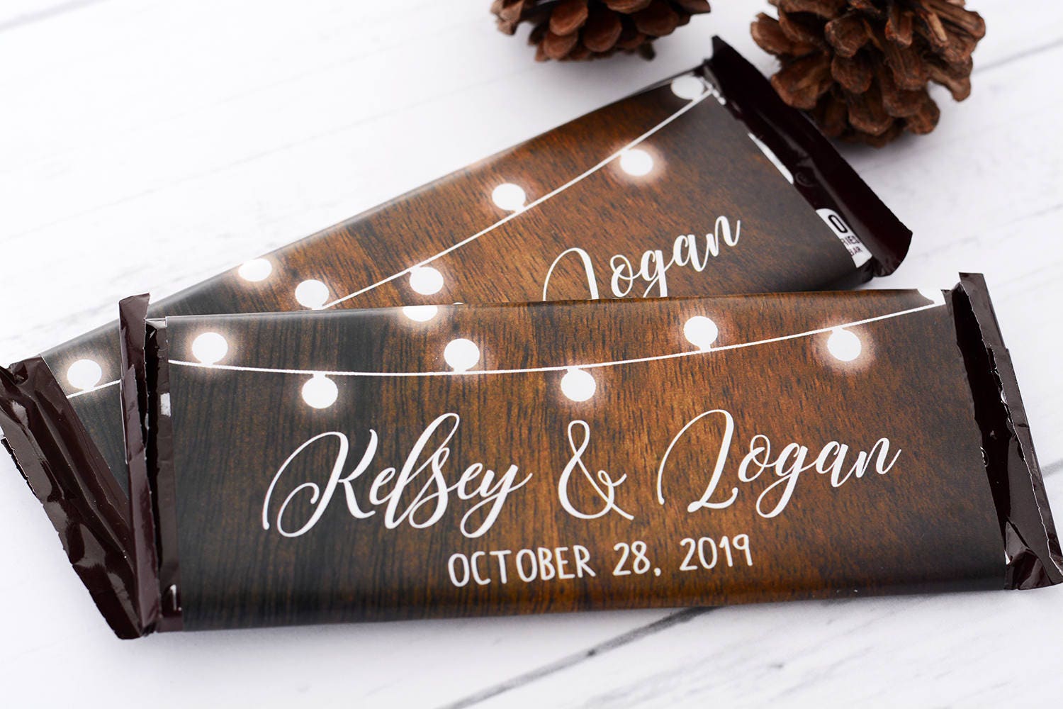 Wedding Candy Bar Wrappers - 25 Chocolate Wrappers Rustic Labels Custom Stickers For Weddings- Wdihb-263