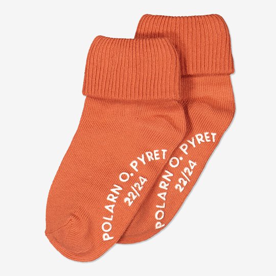 2-pakning sokker med sklisikring. orange