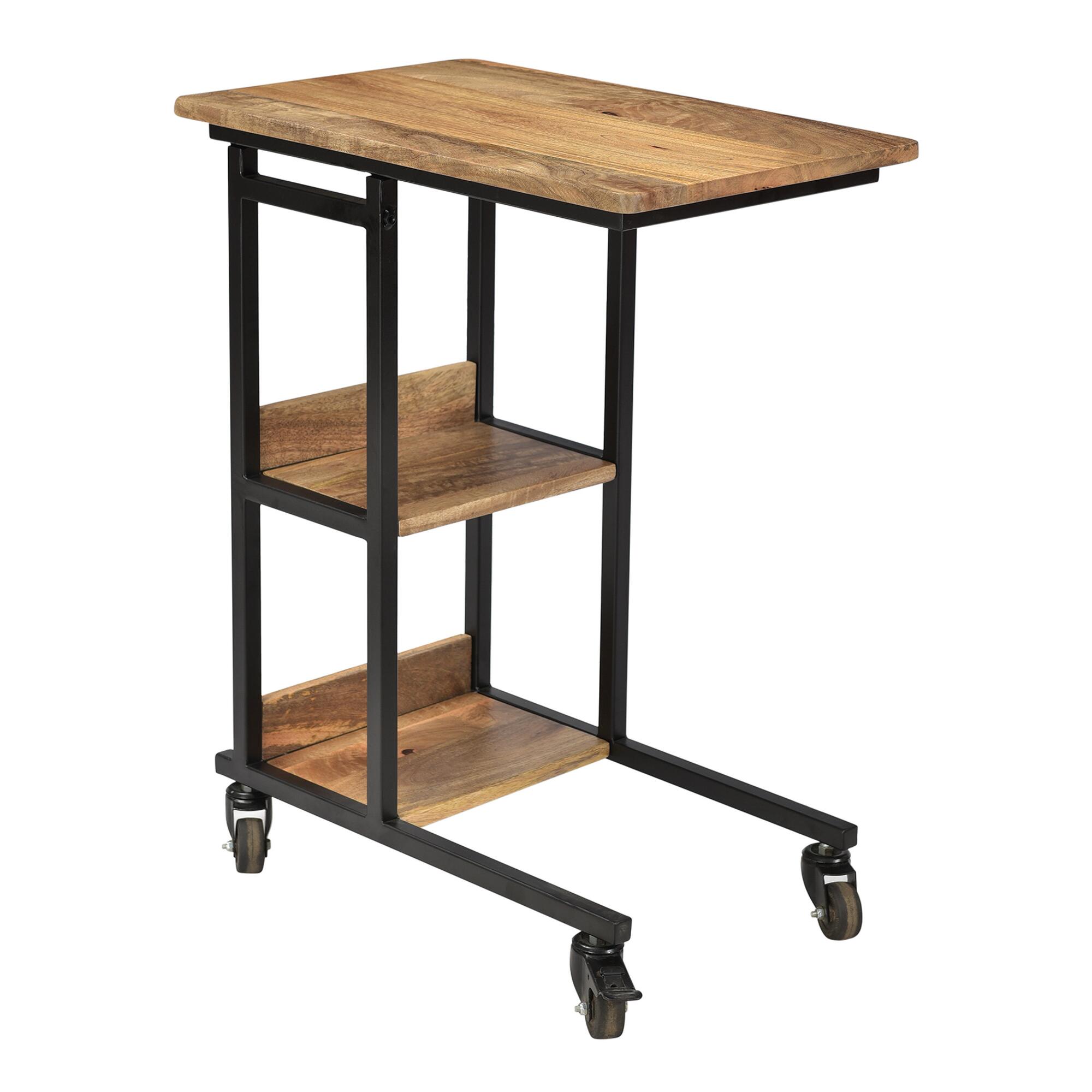 Wood And Iron Hays Rolling Desk With Shelves: Black/Brown by World Market