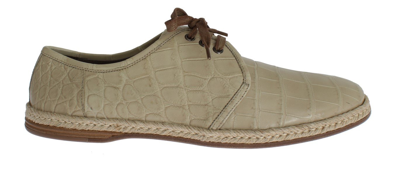 Dolce & Gabbana Women's Crocodile Skin Laceups Shoes Beige SIG18277-2 - EU43/US10