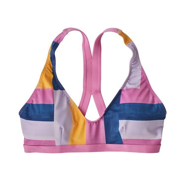 Patagonia Women's Bottom Turn Bikini Top - Recycled Nylon, Patchwork Watercolor: Marble Pink / S