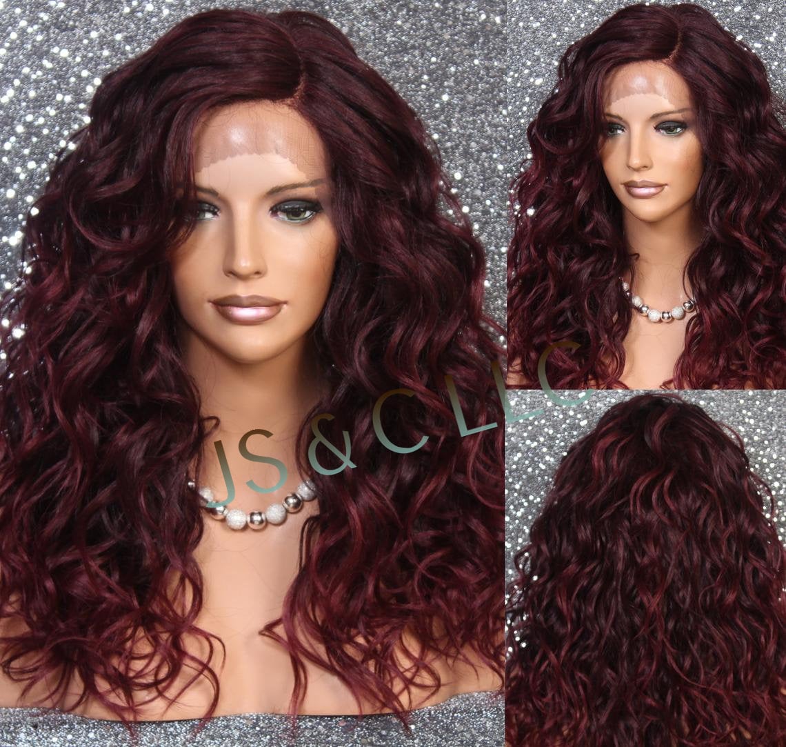 Human Hair Blend Full Lace Front Wig Luscious & Naturel Hand Tied Heat Safe Burgundy Mix Cancer/Alopecia Cosplay