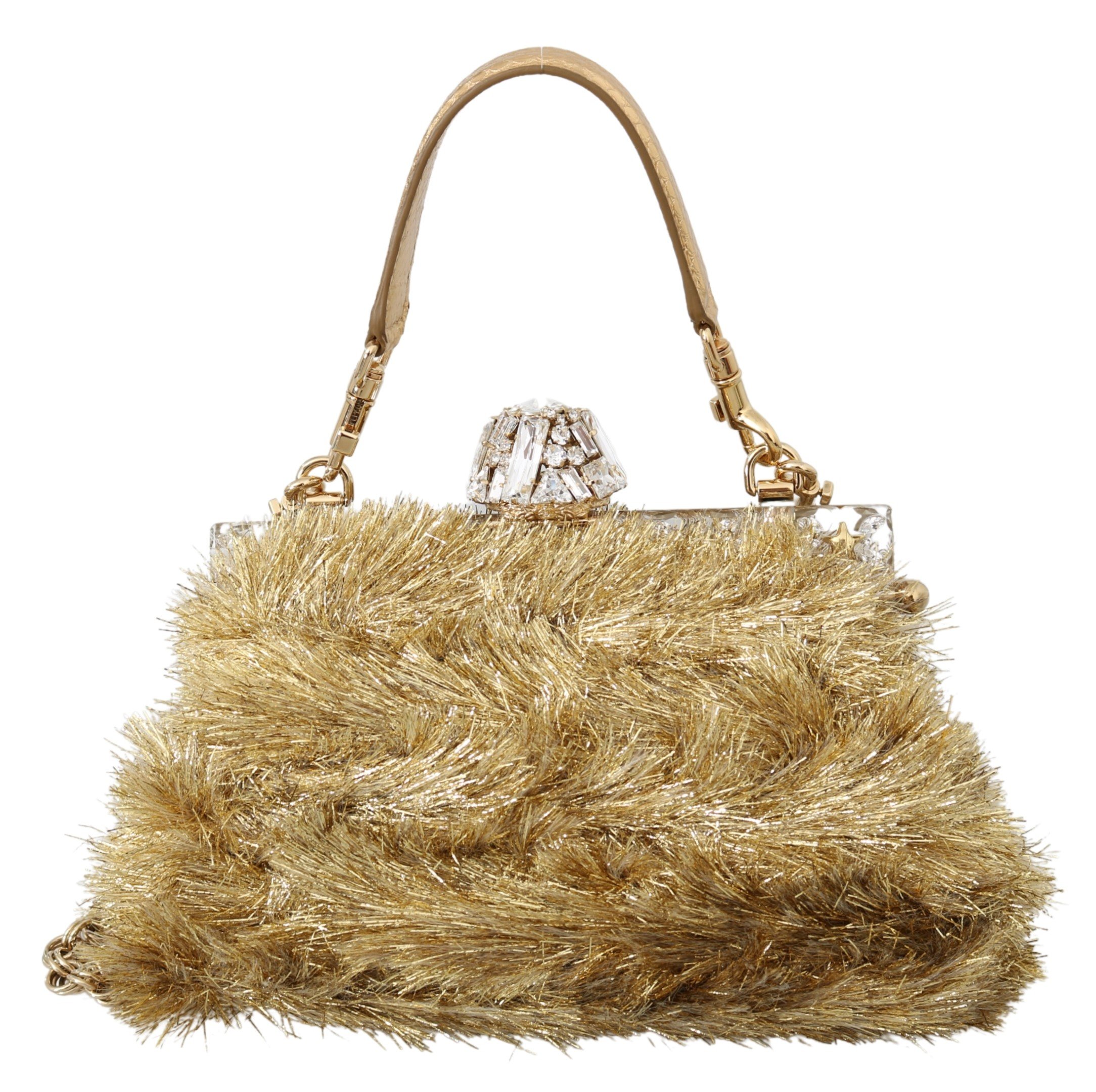 Dolce & Gabbana Women's Crystal VANDA Shoulder Bag Gold VAS9985
