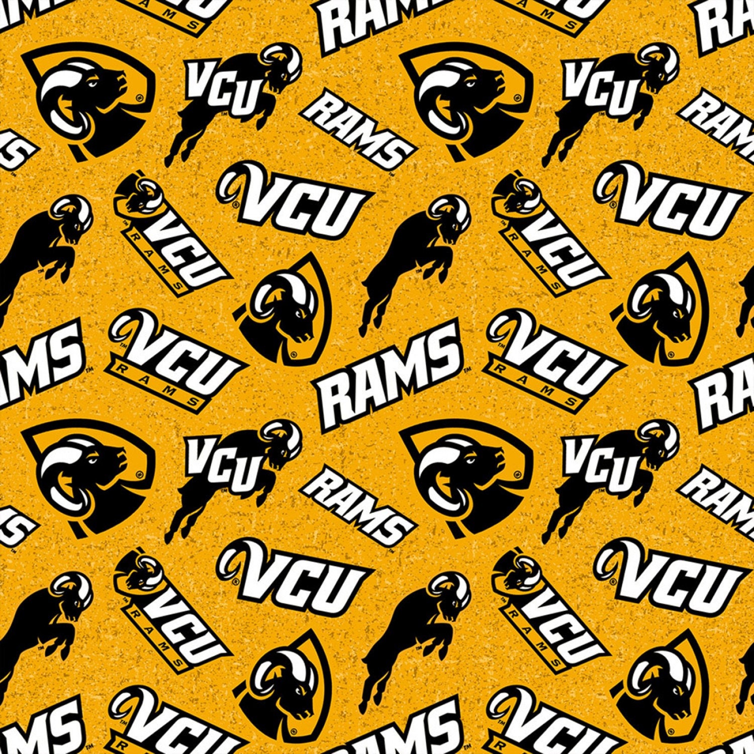 Virginia Commonwealth Rams Ncaa Tone On Design 43 Inches Wide 100% Cotton Fabric Vcu-1178