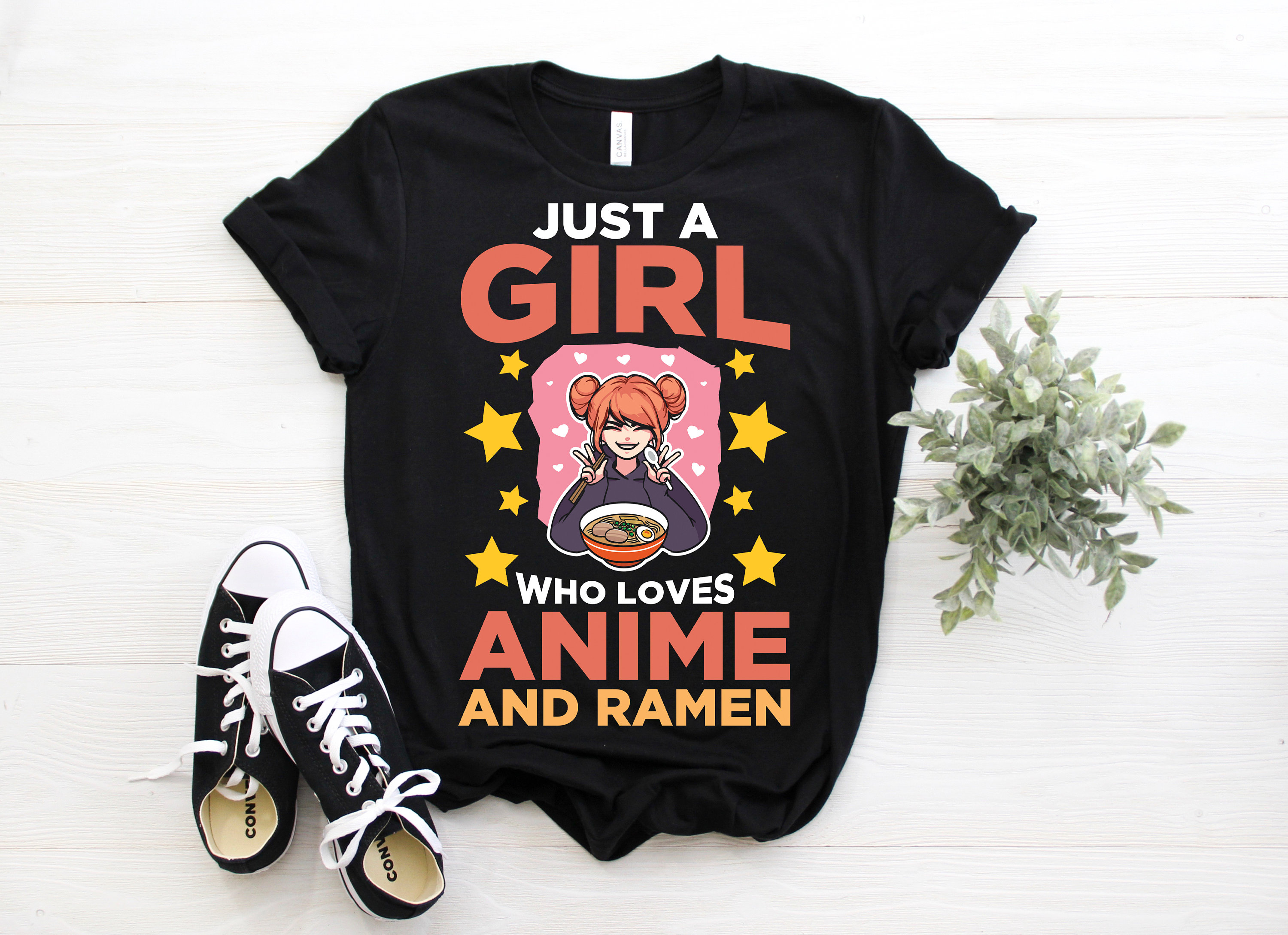 Just A Girl Who Loves Anime Gift & Ramen T-Shirt, Japanese Spicy Noodles Bowl Lover, Gamer Kawaii, Video Game, Japan, Otaku Manga Cosplay