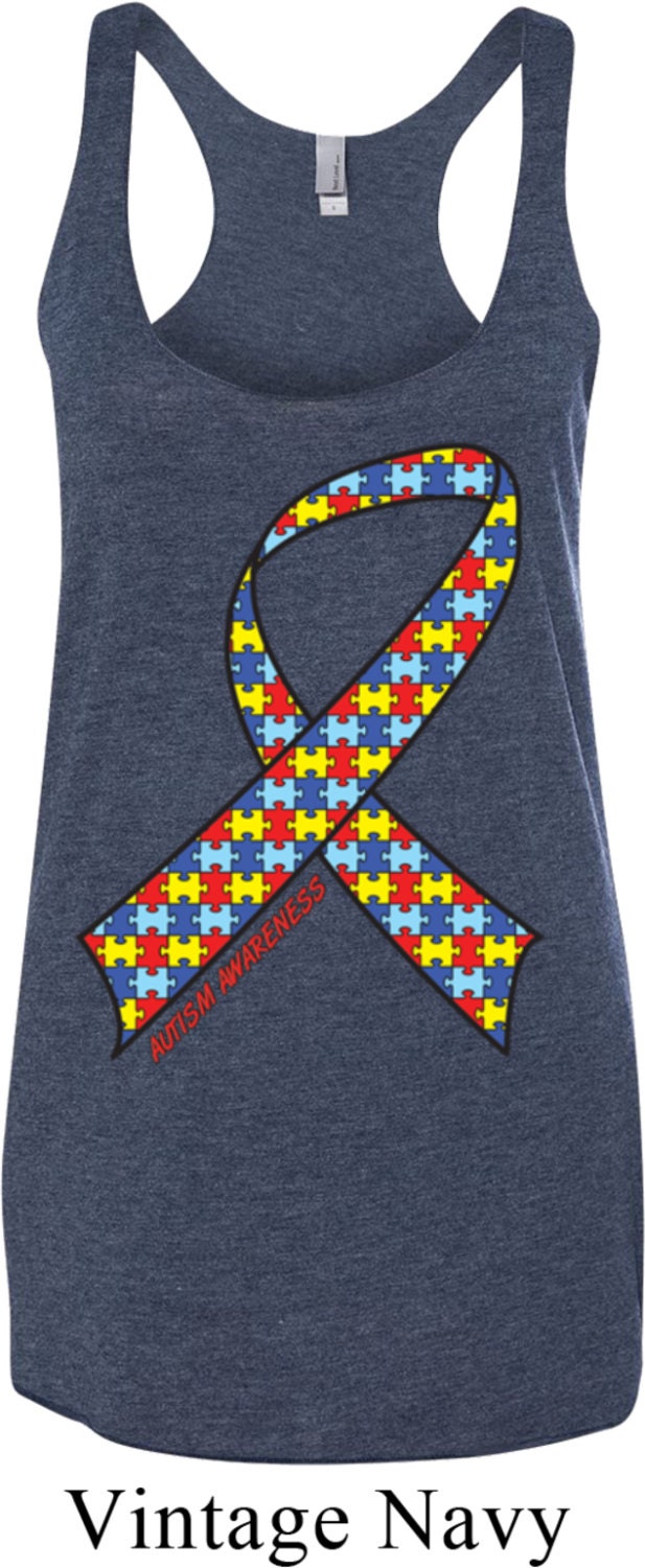 Autism Awareness Ribbon Ladies Tri Blend Racerback Tank Top 17975Hd2-Nl6733