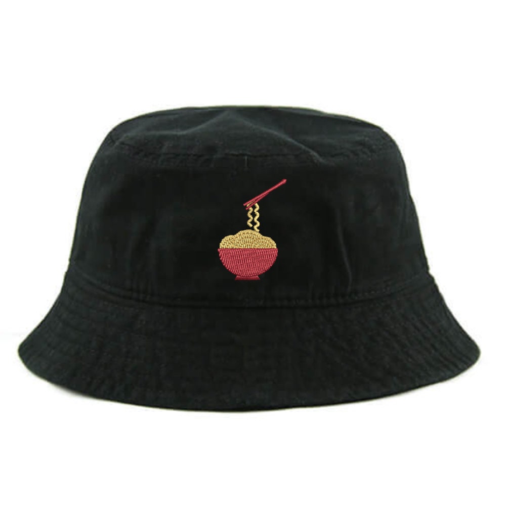 Ink Stitch 1500 Adult & Kids Unisex Ramen 1 Embroidered Summer Cotton Bucket Hats - 8 Colors