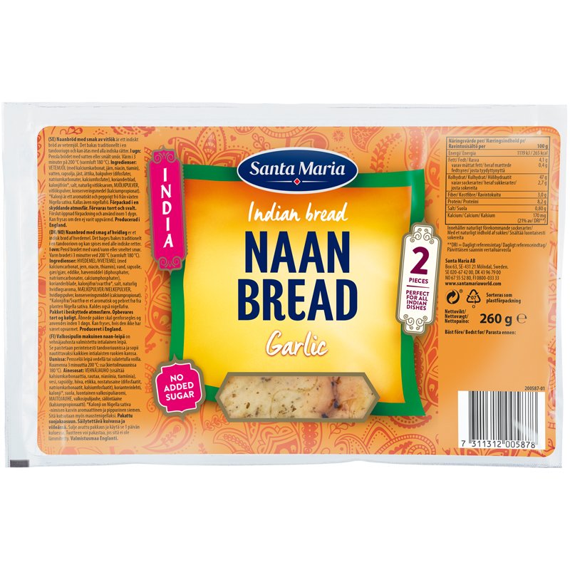 Naan Bread Garlic - 28% rabatt