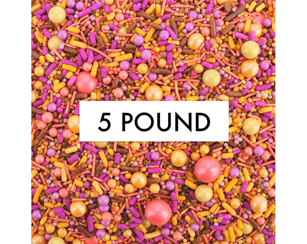 Autumn Days Sprinkle Blend - 5 Pounds Fun Blend Of Plum, Brown, Coral, Copper, Gold, Rose Gold Sprinkles Decorating Cakes, Cookies, Sweets