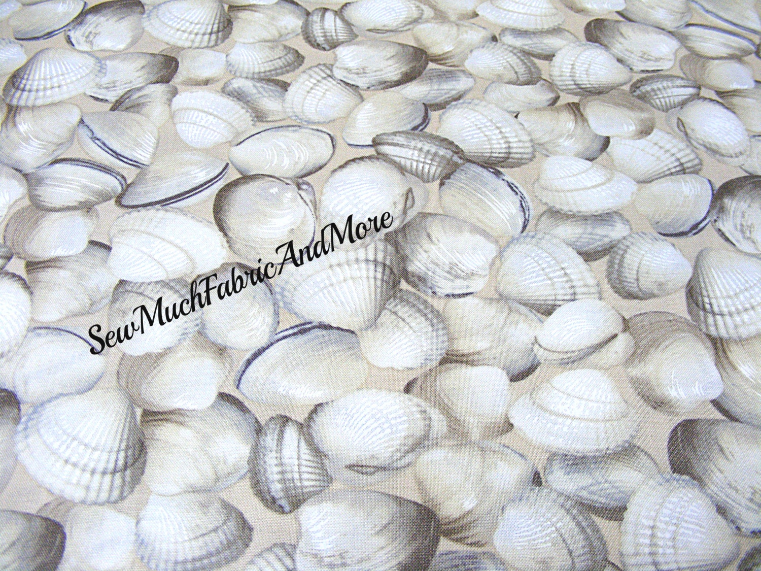 Maine Attraction Oh Shucks Clams Fabric~By The Yd Or 1/2 Yd~Cotton~Kanvas Benartex~Ocean~Seafood~Shells~C5217