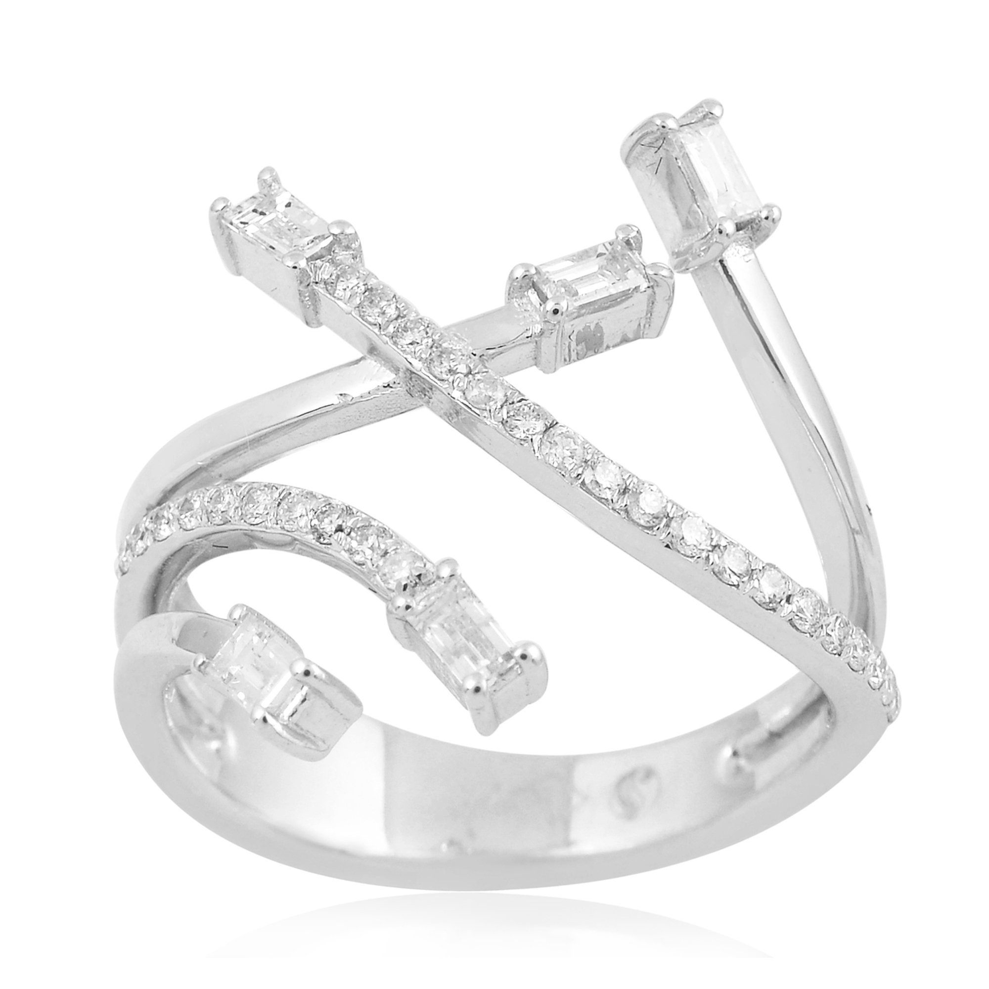 Unique Design Solid 18K White Gold Ring 0.50 Carat Natural Diamond | Si Clarity, Hi Color Fine Jewelry For Women's