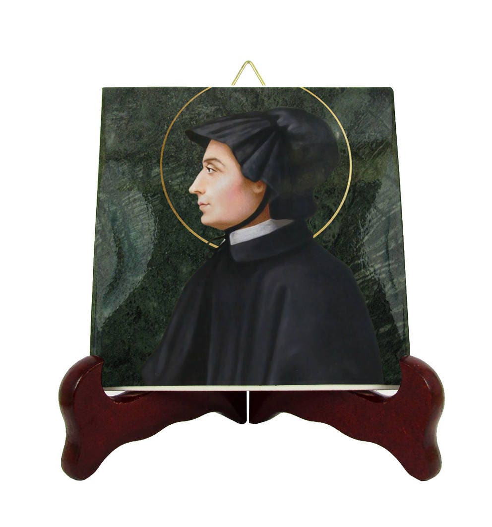 st Elizabeth Ann Seton Religious Icon On Ceramic Tile - Gift For Catholic Christian Art Saints Serie Saint