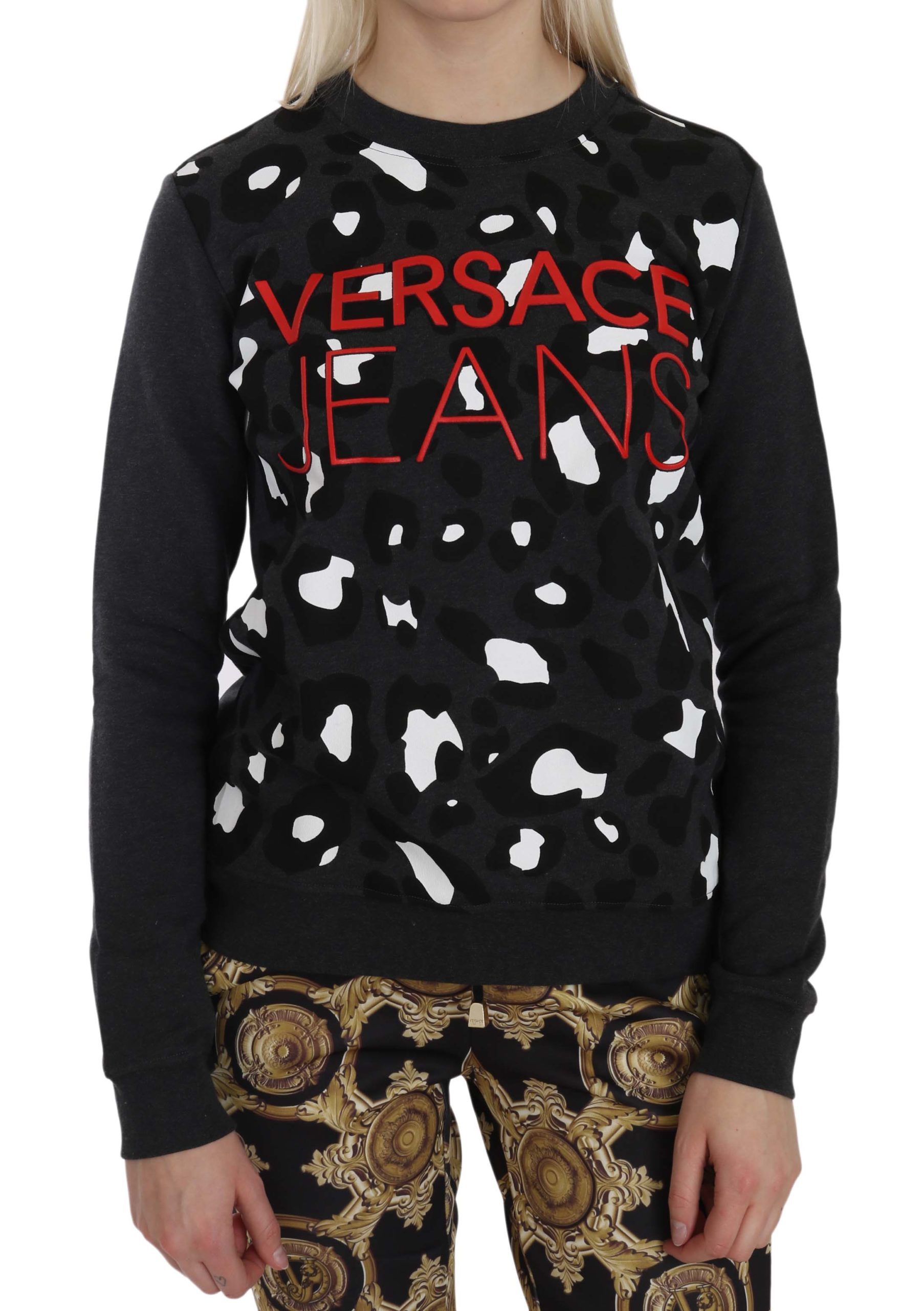 Versace Jeans Women's Leopard Print Couture Sweater Gray TSH2477 - IT38|XS