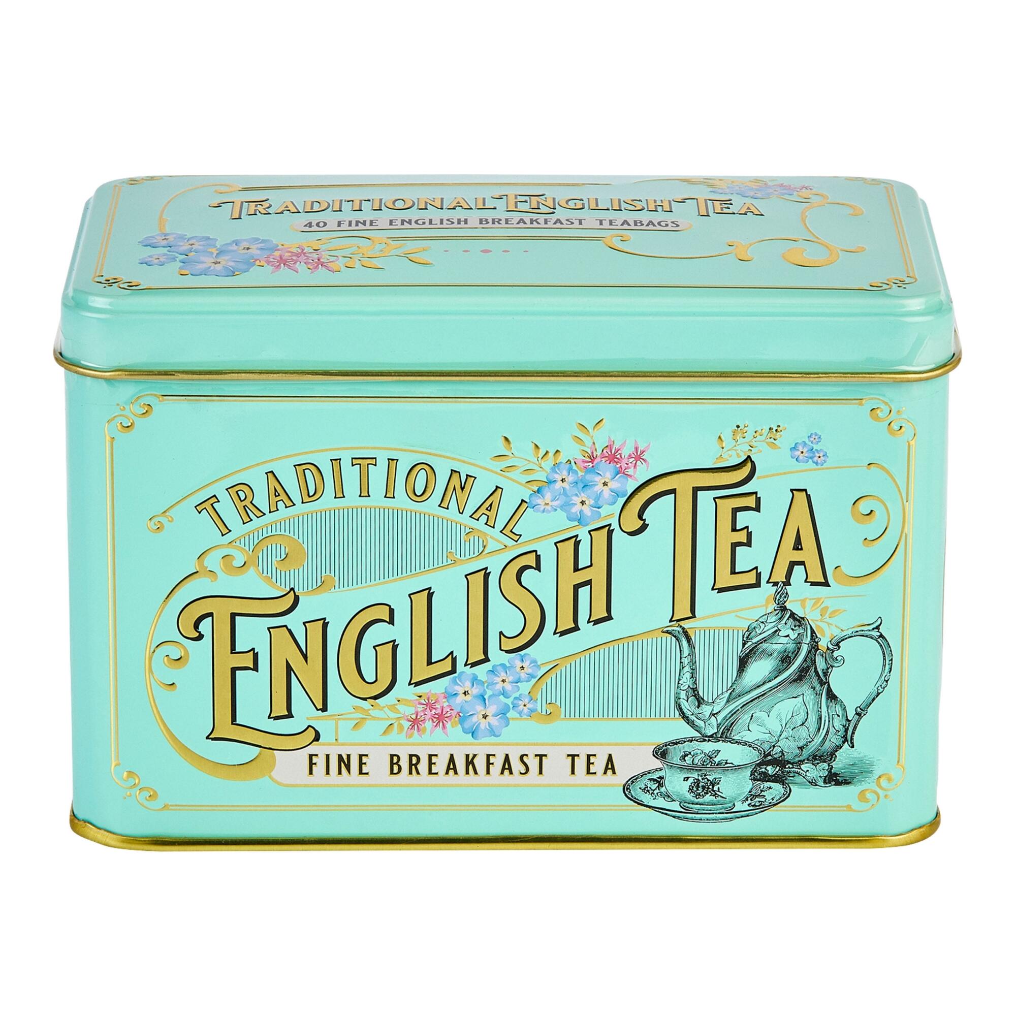 New English Teas Vintage English Breakfast Tea Tin 40 Count by World Market