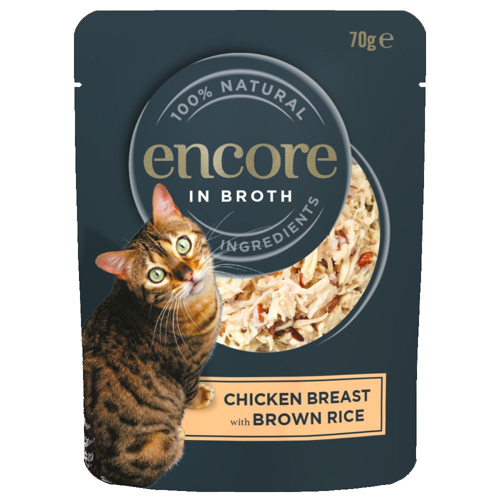 Encore Cat Broth Pouch Saver Pack 48 x 70g - Chicken with Brown Rice