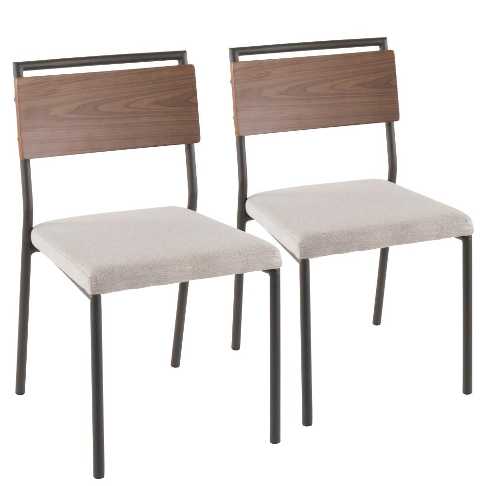 LumiSource Set of 2 Fiji Contemporary/Modern Polyester/Polyester Blend Upholstered Dining Side Chair (Metal Frame) | DC-FIJI GY+CR2