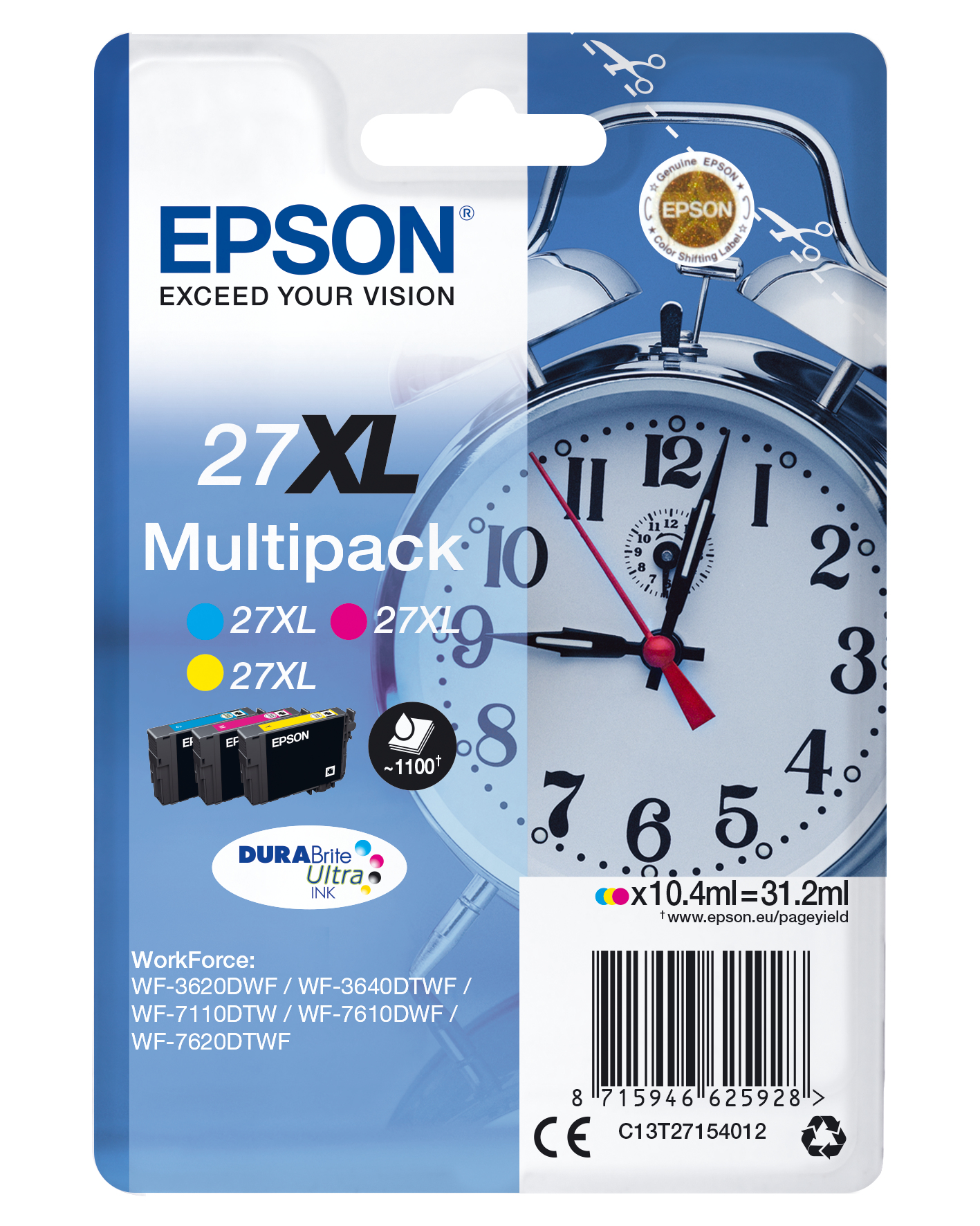 Epson C13T27154022 (27XL) Ink cartridge multi pack, 3x1100pg,...