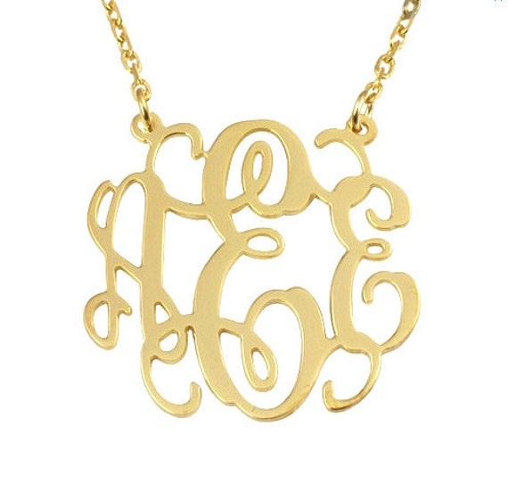 Monogram Necklace - Personalized Jewelry Initials Bridesmaid Gift Wedding Christmas