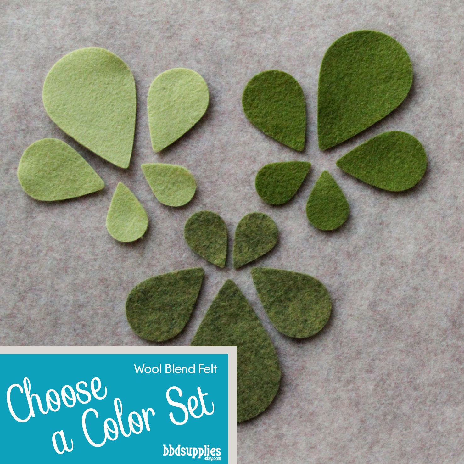 Wool Blend Felt Leaves | 60 Teardrop Pick A Color Set Diy 4 Sizes