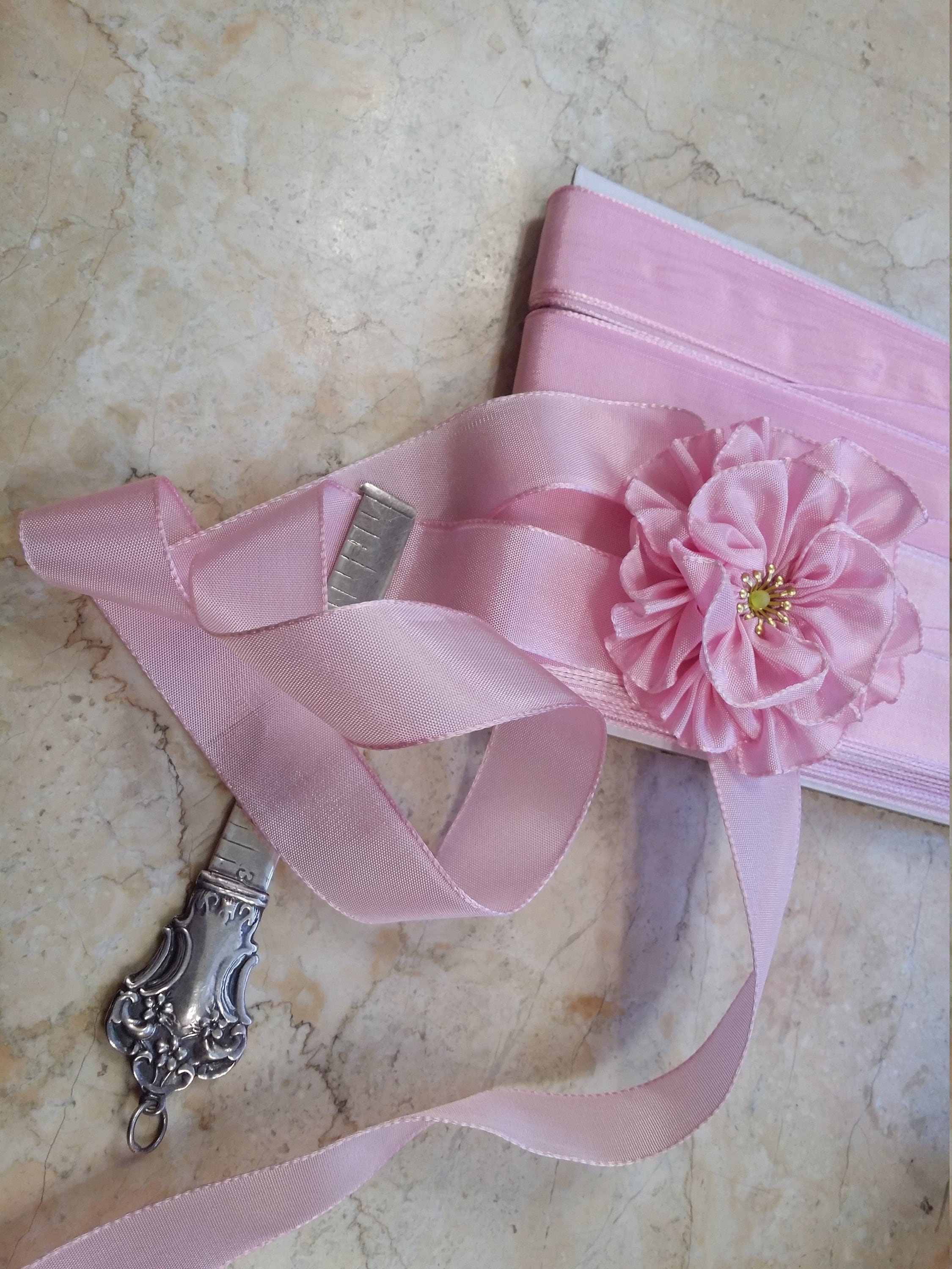 7/8 Vintage French Woven Edge Rayon Ribbon Sweet Pink Bows, Ribbon Flowers , Work, Sash, Bridal, Wedding, Baby Girl, Crafts, Gift