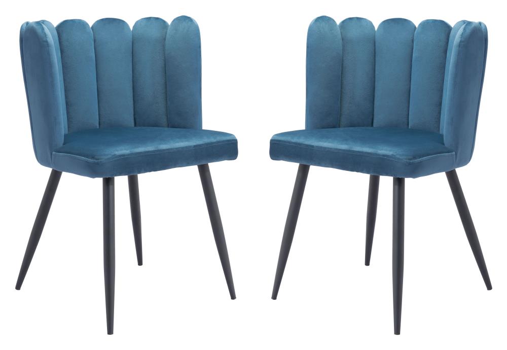 Zuo Modern Set of 2 Adele Contemporary/Modern Polyester/Polyester Blend Upholstered Dining Side Chair (Metal Frame) in Blue | 101525