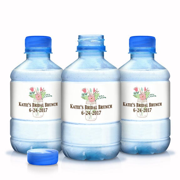 30 Bridal Shower Water Bottle Labels - Wedding Mason Jar Favors Decor