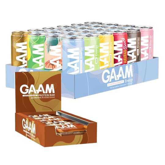 Osta 24 X Gaam Energy 330 Ml + 12 X Gaam Protein Bar 55 G netistä