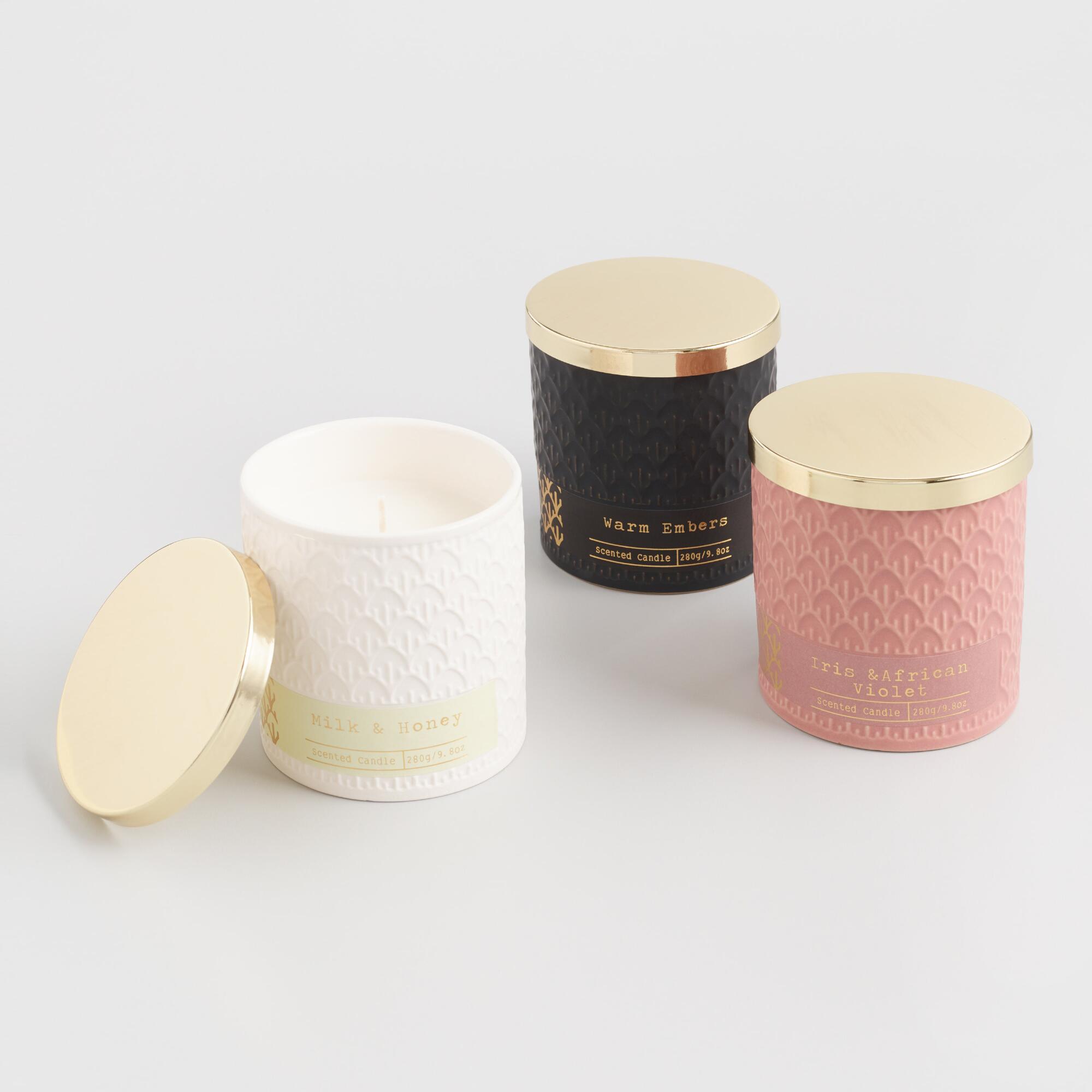 Gold Lid Ceramic Filled Jar Candle Collection by World Market