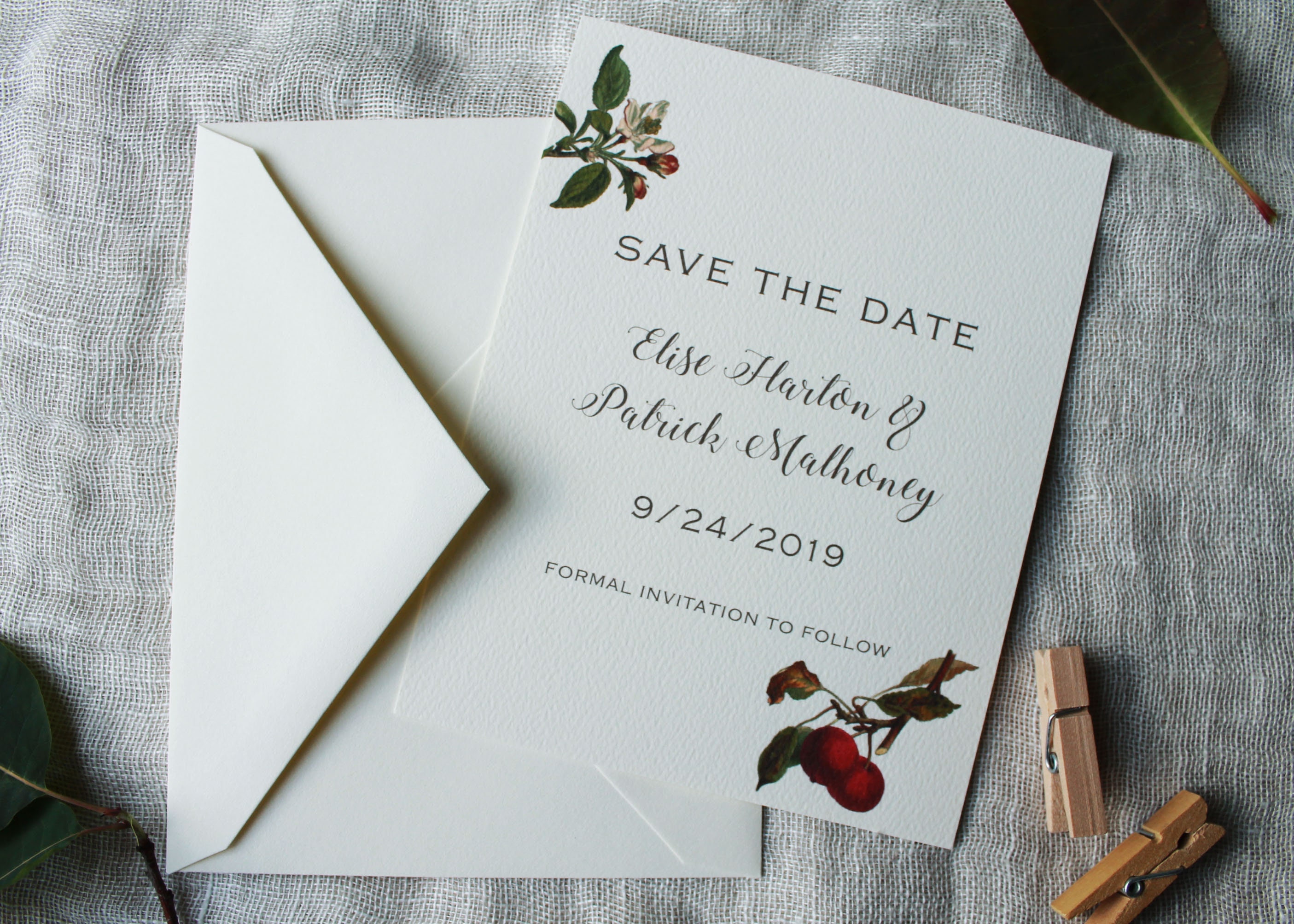 Apple Wedding Save The Date Cards | Autumn Printed Orchard Download Rustic Postcard