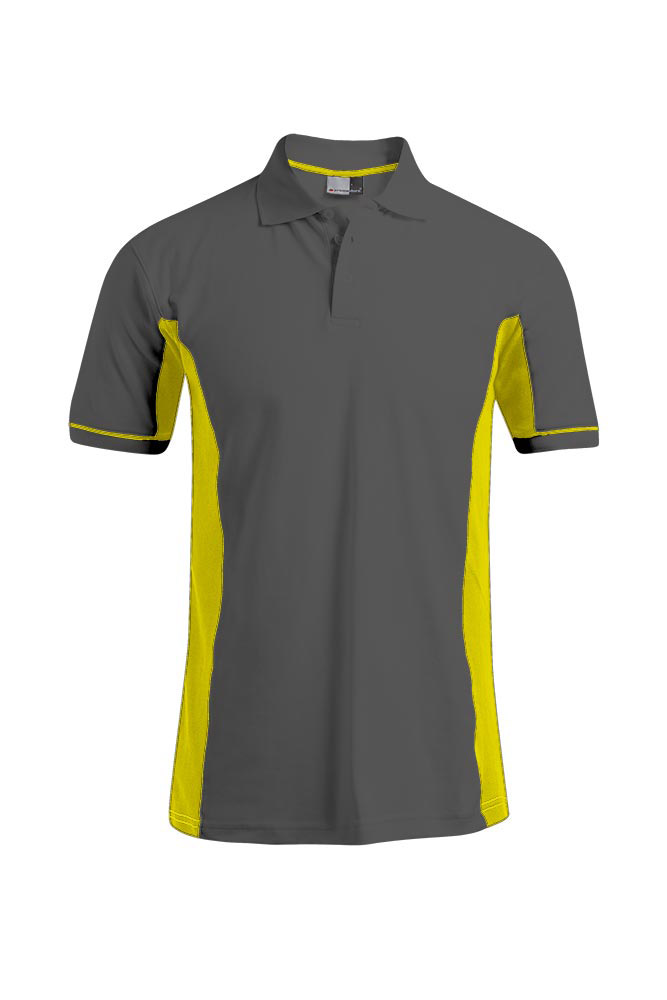 Funktions Kontrast Poloshirt Plus Size Herren, Graphit-Neongelb, XXXL