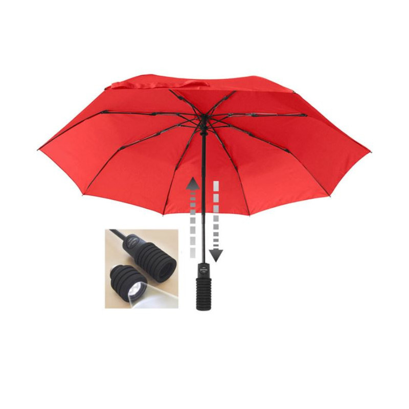 Euroschirm Light Trek Automatic Flashlite sateenvarjo taskulampulla, useita värejä