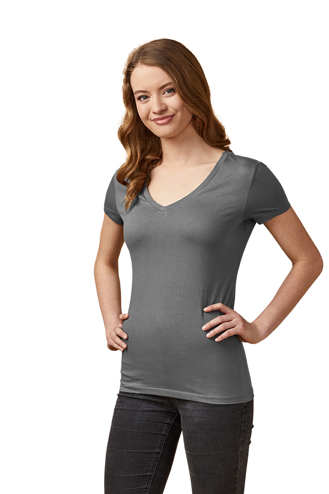 X.O V-Ausschnitt T-Shirt Damen, Stahlgrau, XL