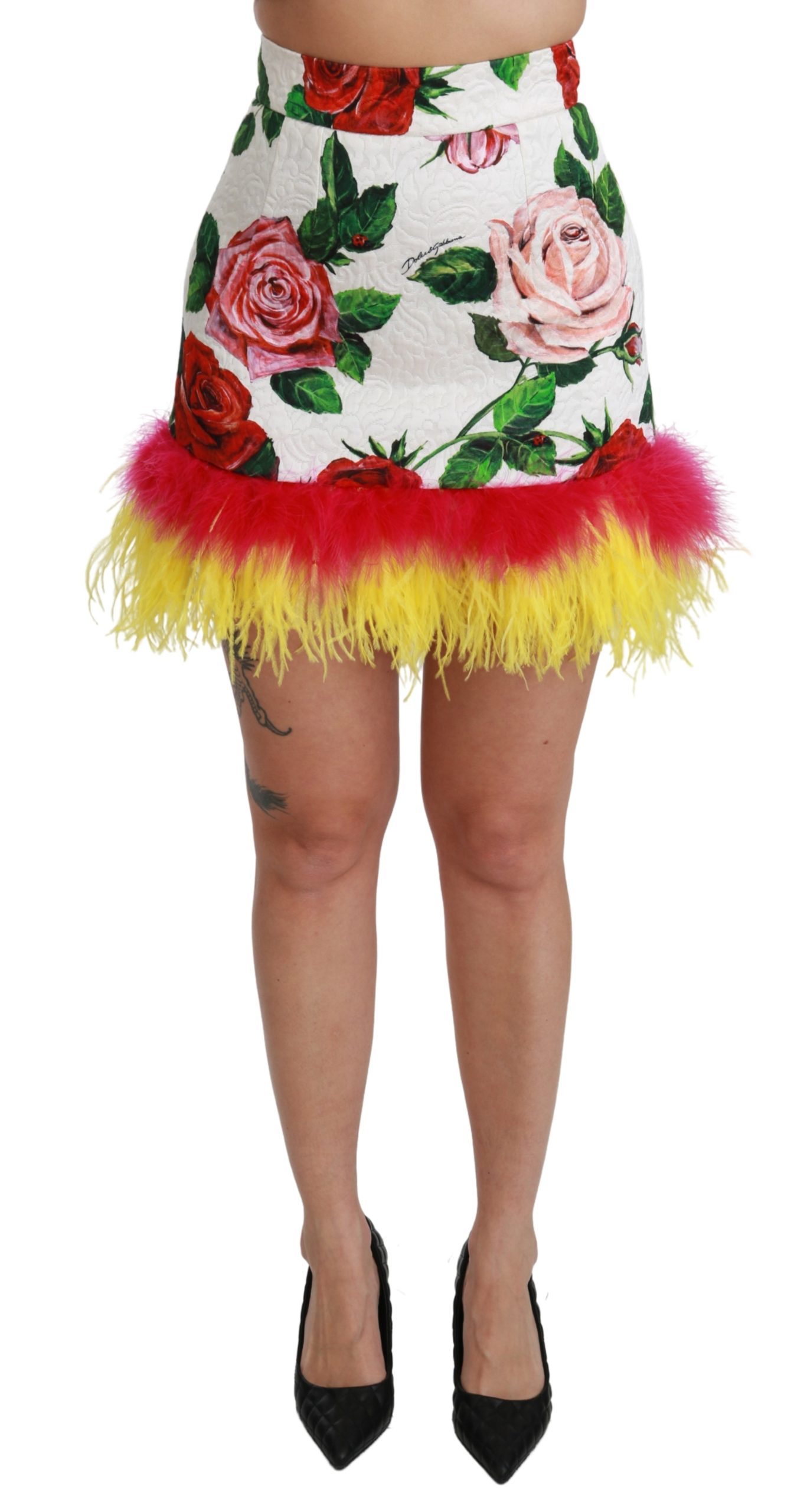 Dolce & Gabbana Women's Roses Floral Brocade High Mini Skirt Multicolor SKI1428 - IT40|S