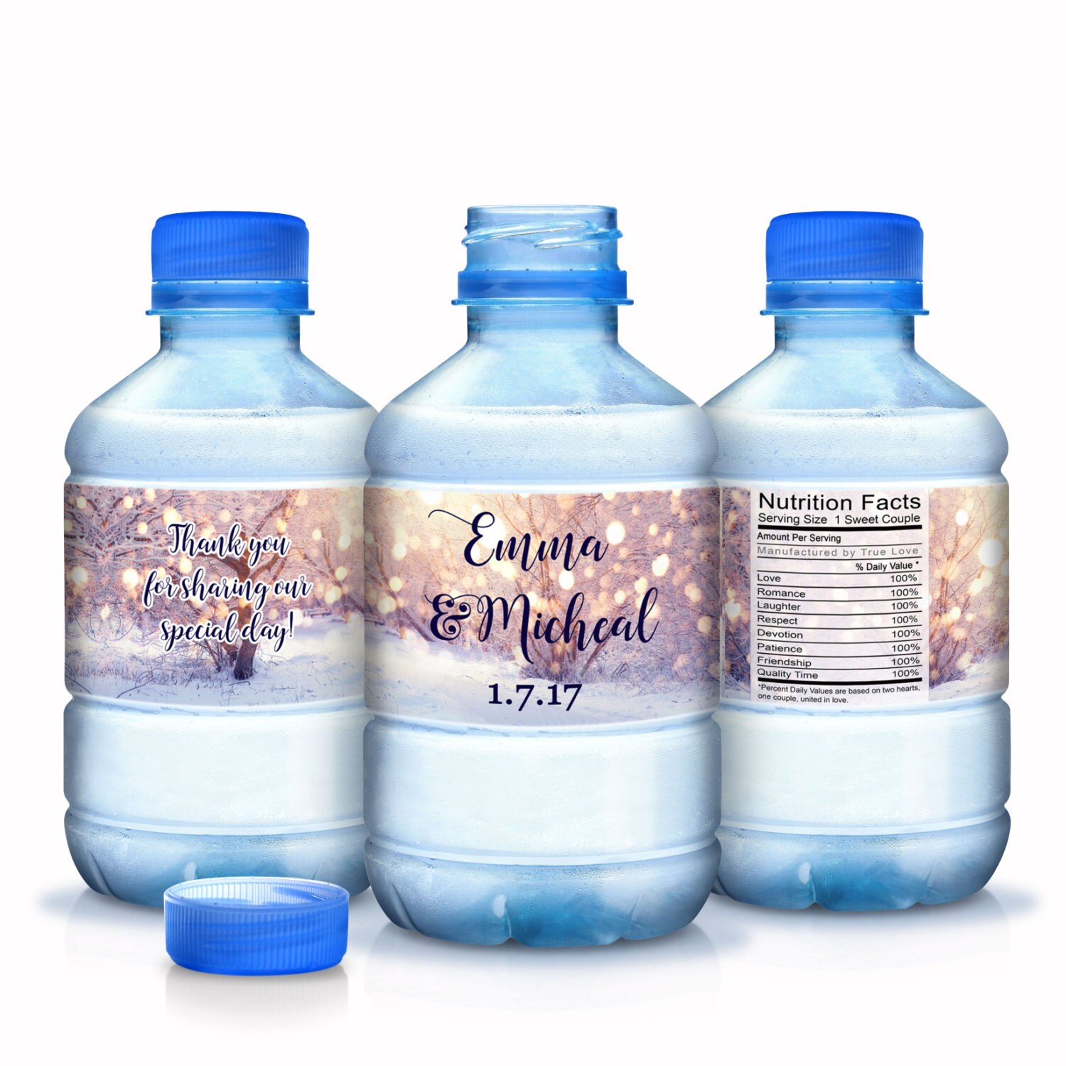 30 Winter Wedding Decor - Snowflake Water Bottle Labels Bottled Waterproof Christmas